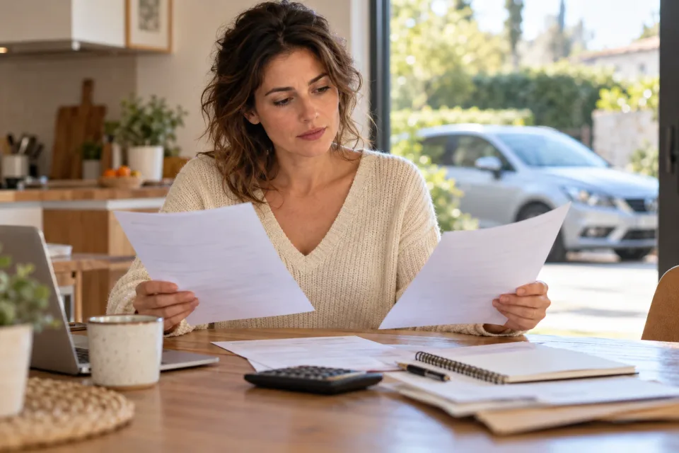 Une conductrice compare deux propositions d’assurance automobile à domicile