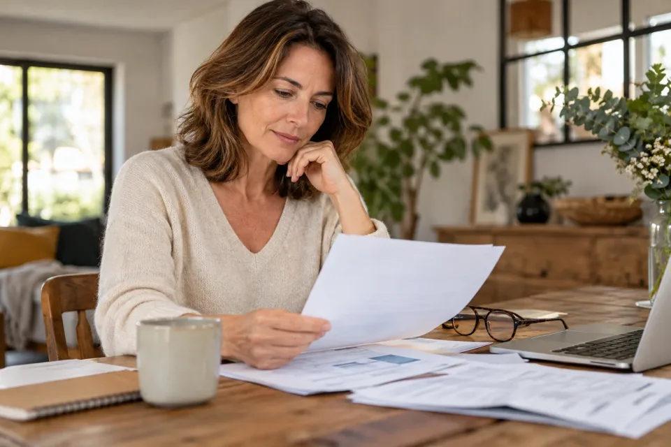 Une personne examine des documents de remboursement de santé.